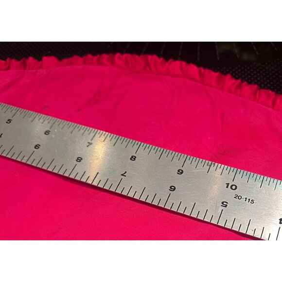 Embroidered Cushion Cover Pink Round Pleated Trim Dragon & Bird 18" D VTG READ - Picture 8 of 8